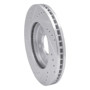 Nissan Frontier Brake Rotor (1) - Front Right - R1 Concepts - Drilled & Slotted - Silver - `05-`21